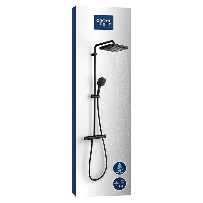 Grohe Vitalio Comfort Douchesysteem 250 (Aantal straalsoorten: 2 st., Zwart) | BAUHAUS