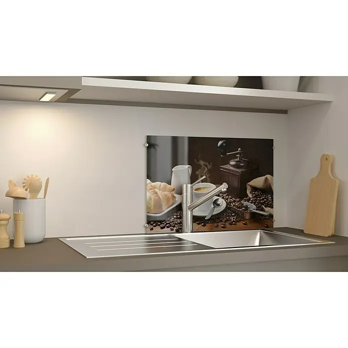 CUCINE Küchenrückwand - Coffee Fragrance, 60 x 40 cm, Stärke: 6 mm, Einscheibensicherheitsglas (ESG) - Die Küchenrückwand mit Kaffeemotiv schützt vor Spritzern und verleiht der Küche eine stilvolle Note. Ideal für Kaffeeliebhaber und Hobbyköche.