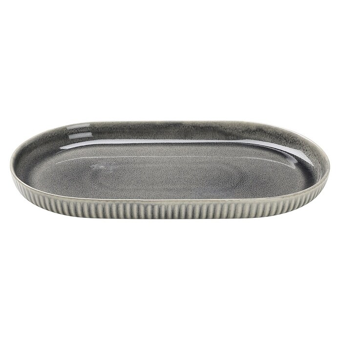 Deko-Teller Morombe (Länge: 36,3 cm, Grau, Steinzeug) | BAUHAUS