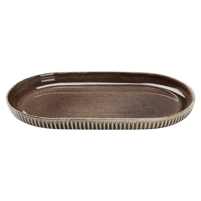 Deko-Teller Morombe (Länge: 36,3 cm, Braun, Steinzeug) | BAUHAUS