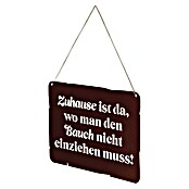 Deko-Schild (350 x 247 mm, Metall, Rostbraun, Motiv: Zu Hause ist da ...) | BAUHAUS