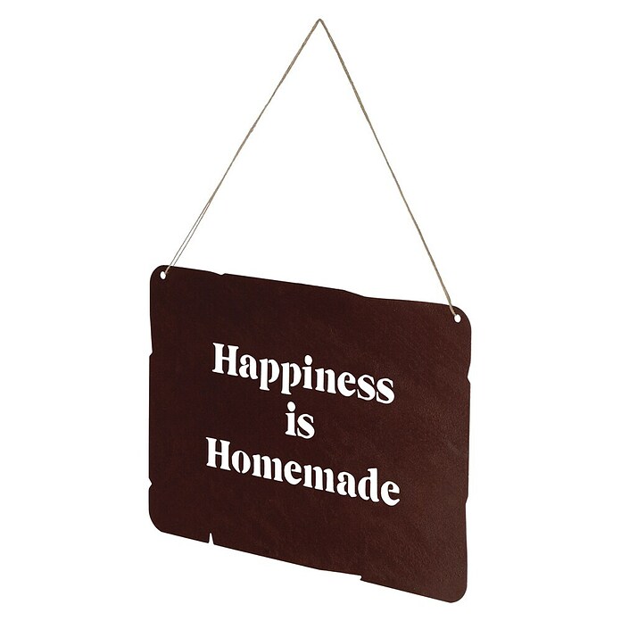 Deko-Schild (350 x 247 mm, Metall, Rostbraun, Motiv: Happiness is homemade) | BAUHAUS
