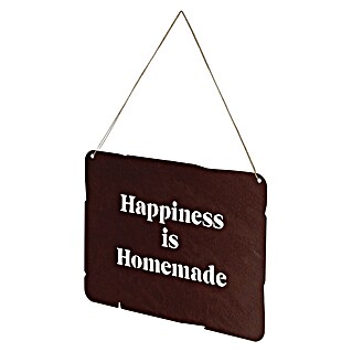 Deko-Schild (350 x 247 mm, Metall, Rostbraun, Motiv: Happiness is homemade)