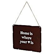 Deko-Schild (B x H: 350 x 247 mm, Metall, Rostbraun, Motiv: Home is where your heart is) | BAUHAUS