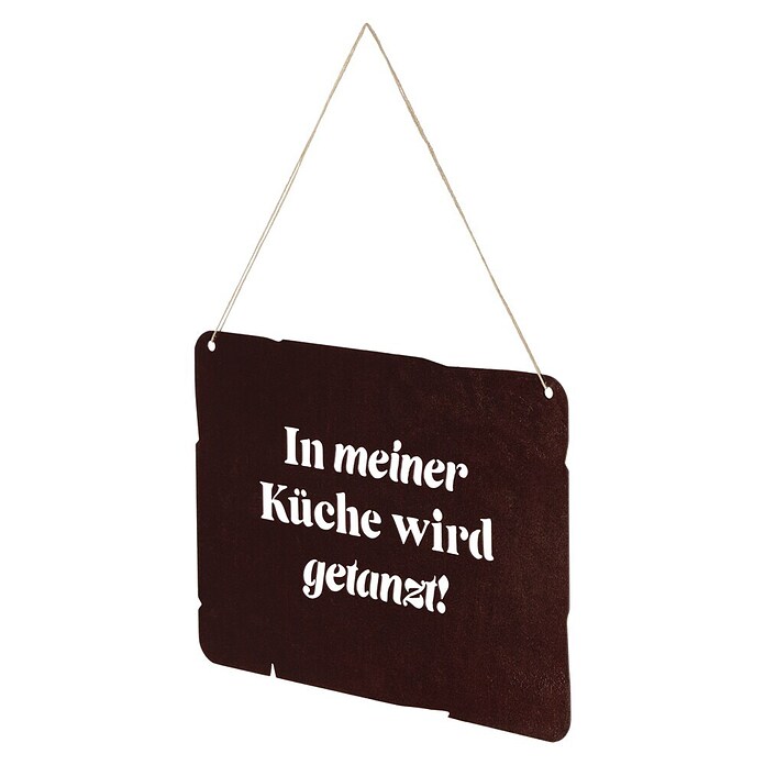 Deko-Schild (300 x 212 mm, Metall, Rostbraun, Motiv: In meiner Küche wird getanzt) | BAUHAUS