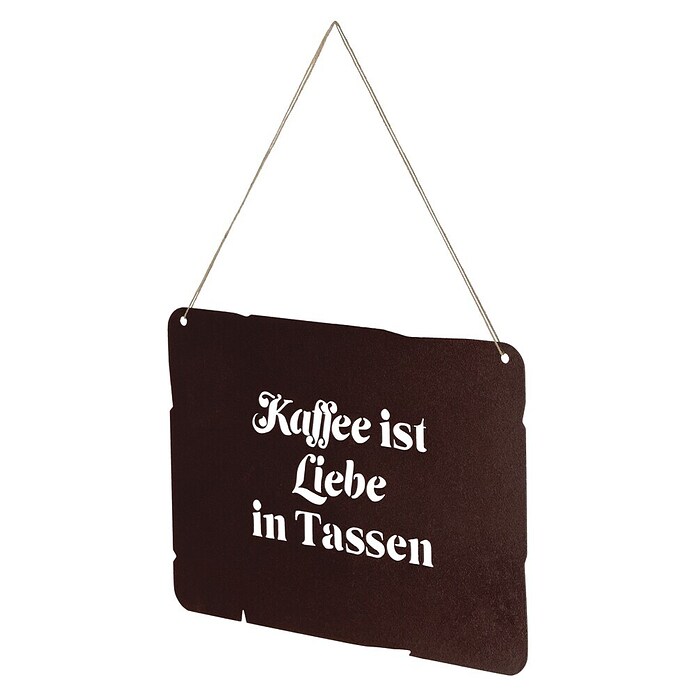 Deko-Schild (B x H: 300 x 212 mm, Metall, Rostbraun, Motiv: Kaffee ist Liebe in Tassen) | BAUHAUS