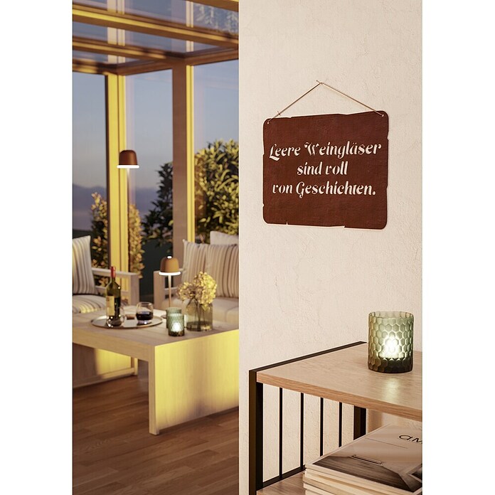 Deko-Schild (300 x 212 mm, Metall, Rostbraun, Leere Weingläser sind ...) | BAUHAUS