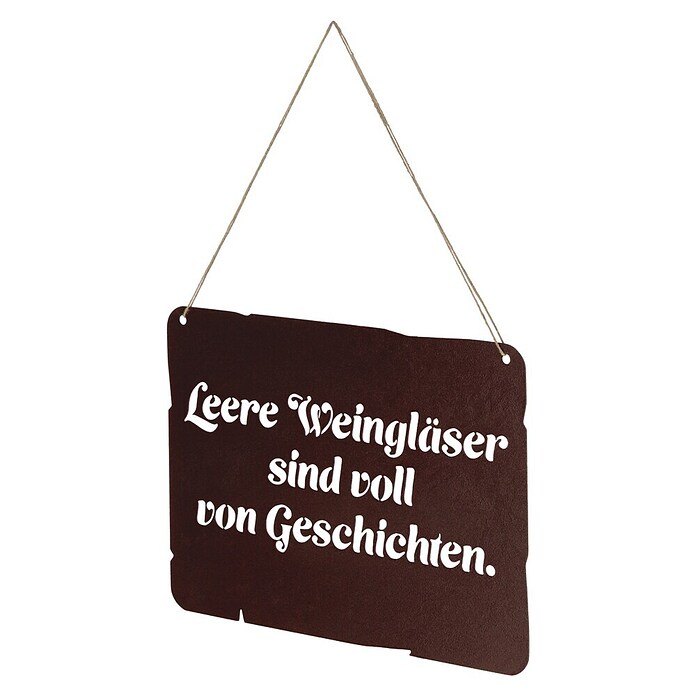 Deko-Schild (300 x 212 mm, Metall, Rostbraun, Leere Weingläser sind ...) | BAUHAUS