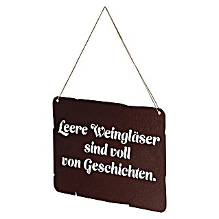 Deko-Schild (300 x 212 mm, Metall, Rostbraun, Leere Weingläser sind ...)