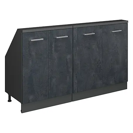 Vicco  Schrankküche R-Line Schwarz Beton 2er Set