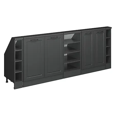 Vicco  Schrankküche R-Line Anthrazit Landhaus 5er Set