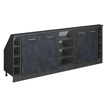 Vicco  Küchenleerblock R-Line Schwarz Beton 5er Set