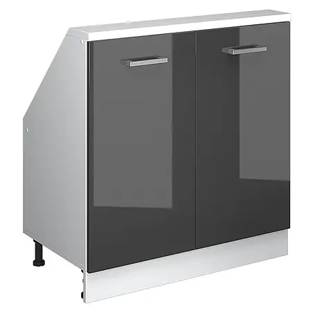 Vicco  Küchenleerblock R-Line Anthrazit Hochglanz mit 2 Türen