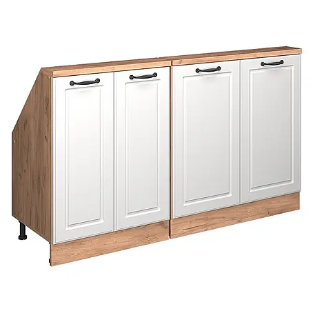Vicco  Schrankküche R-Line Weiß Landhaus 2er Set