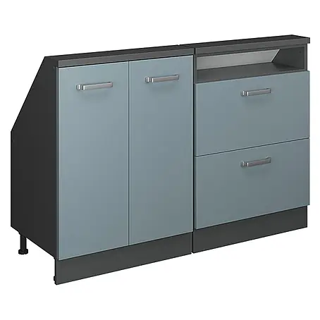 Vicco  Schrankküche R-Line Blau-Grau 2er Set