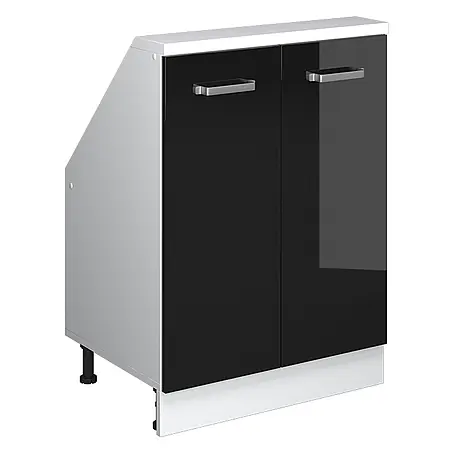 Vicco  Küchenleerblock R-Line Schwarz Hochglanz mit 2 Türen