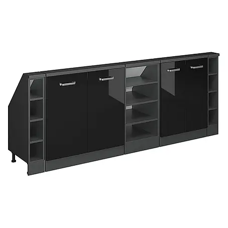 Vicco  Küchenleerblock R-Line Schwarz Hochglanz 5er Set