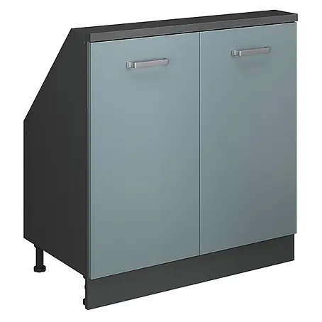 Vicco  Schrankküche R-Line Blau-Grau mit 2 Türen