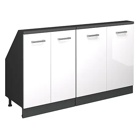 Vicco  Schrankküche R-Line Weiß Hochglanz 2er Set
