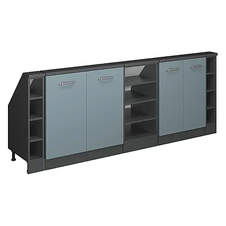 Vicco  Schrankküche R-Line Blau-Grau 5er Set