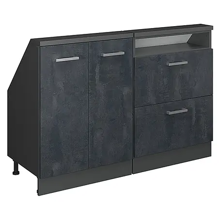 Vicco  Schrankküche R-Line Schwarz Beton 2er Set
