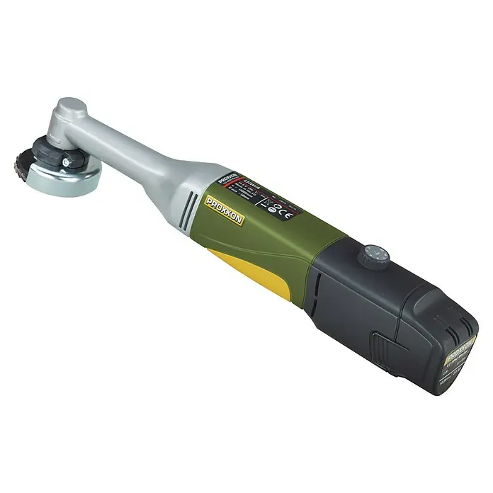 Proxxon Micromot Amoladora angular de batería LHW/A - 1 batería, 2,6 Ah, 5.000 r.p.m. - 16.000 r.p.m. - La amoladora angular de cuello largo Proxxon LHW/A es una herramienta para esmerilar, cortar y pulir con alta precisión y rendimiento.