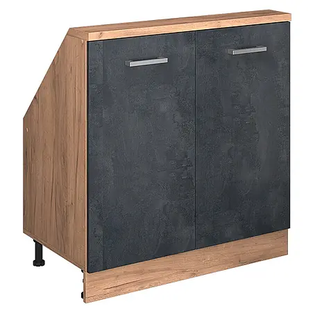 Vicco  Küchenleerblock R-Line Schwarz Beton mit 2 Türen