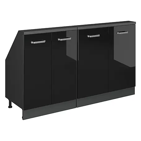 Vicco  Schrankküche R-Line Schwarz Hochglanz 2er Set