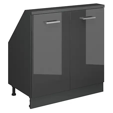 Vicco  Küchenleerblock R-Line Anthrazit Hochglanz mit 2 Türen