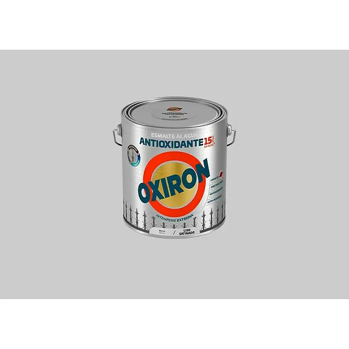 Oxiron Esmalte para metal Antioxidante Eco - Blanco, 2,5 l, Satinado - Bote de esmalte al agua antioxidante Oxiron 15, ideal para protección extrema contra la intemperie. Garantiza protección directa, multiespecífica y ultraresistente.