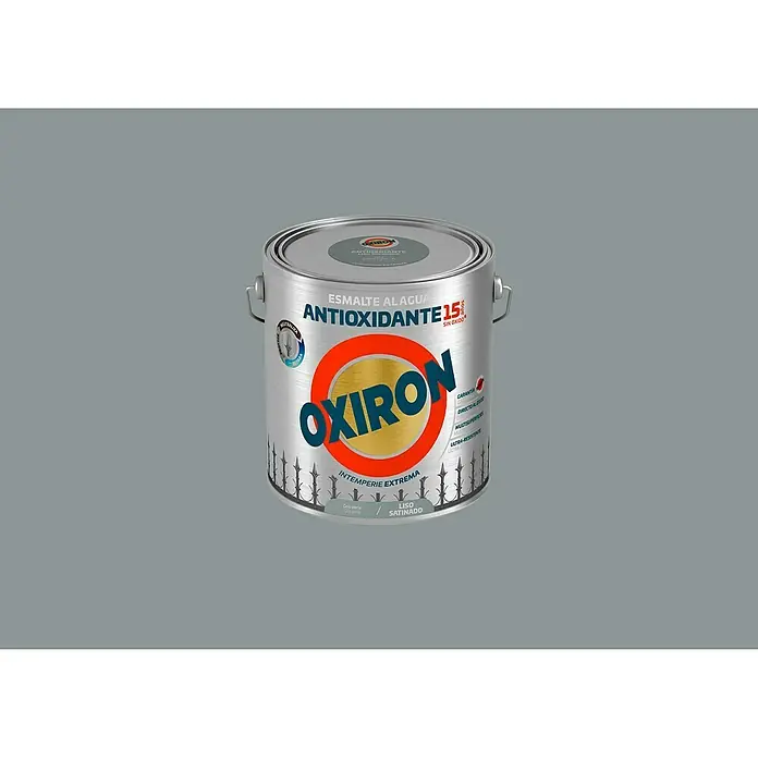 Oxiron Esmalte para metal Antioxidante Eco - Gris perla, 2,5 l, Satinado - Una lata de esmalte al agua antioxidante Oxiron 15, que asegura una protección fiable y un acabado de primera clase.