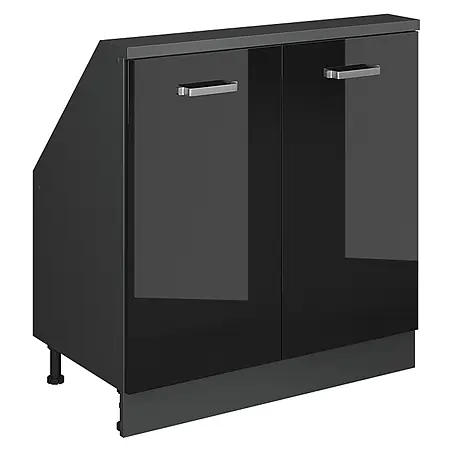 Vicco  Küchenleerblock R-Line Schwarz Hochglanz mit 2 Türen