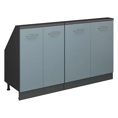 Vicco  Schrankküche R-Line Blau-Grau 2er Set
