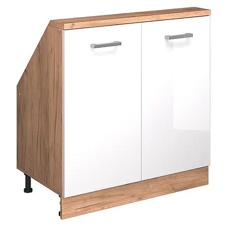 Vicco  Schrankküche R-Line Weiß Hochglanz mit 2 Türen