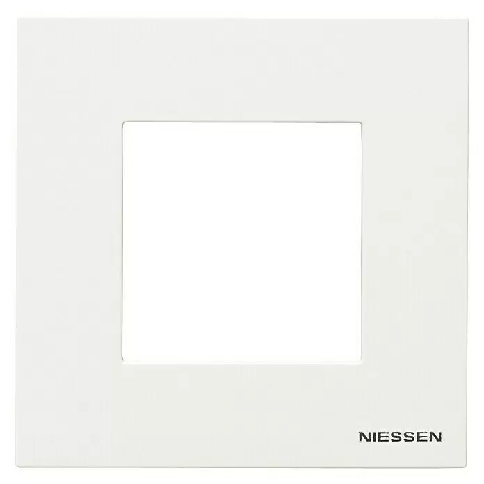 Niessen Zenit Marco - Blanco, Modelo de mecanismos: x 1, Plástico - Marco embellecedor cuadrado blanco con abertura central cuadrada, marca Niessen.