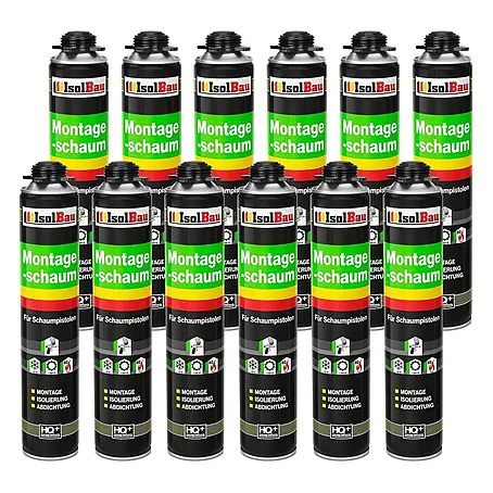 IsolBau  Bauschaum 12 x Montageschaum 750 ml