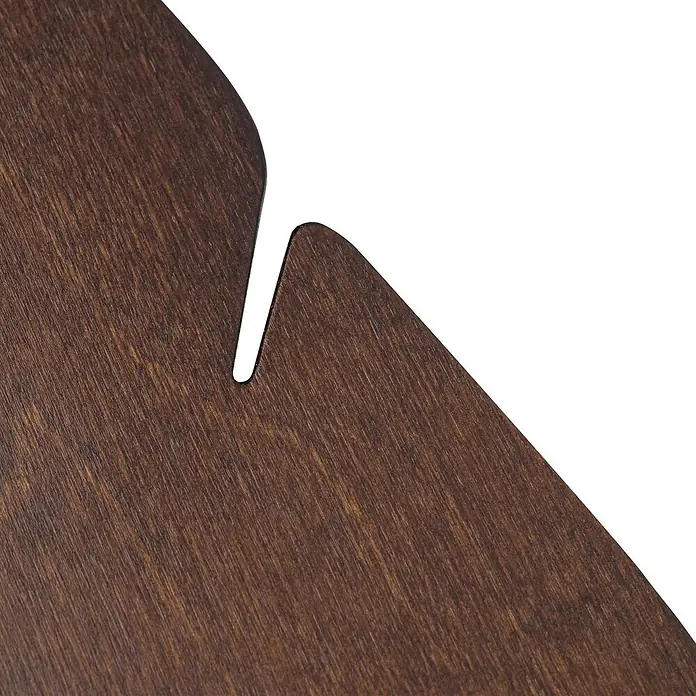 Envostar Wandleuchte Lehti - L x B x H: 5 x 24 x 69 cm, Holz dunkel, Holz dunkel, G9 - Nahaufnahme eines dunkelbraunen Holzbauteils mit einer gebogenen Aussparung.