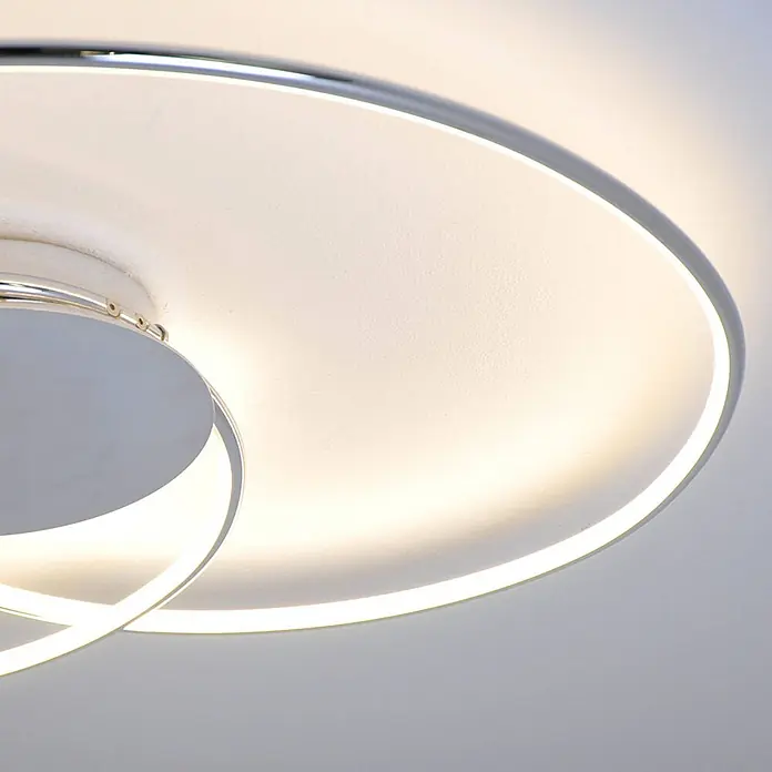 Lindby Deckenleuchte Joline - chrom / silber - Moderne LED-Deckenleuchte mit Chromringen und weicher, warmweißer Beleuchtung.