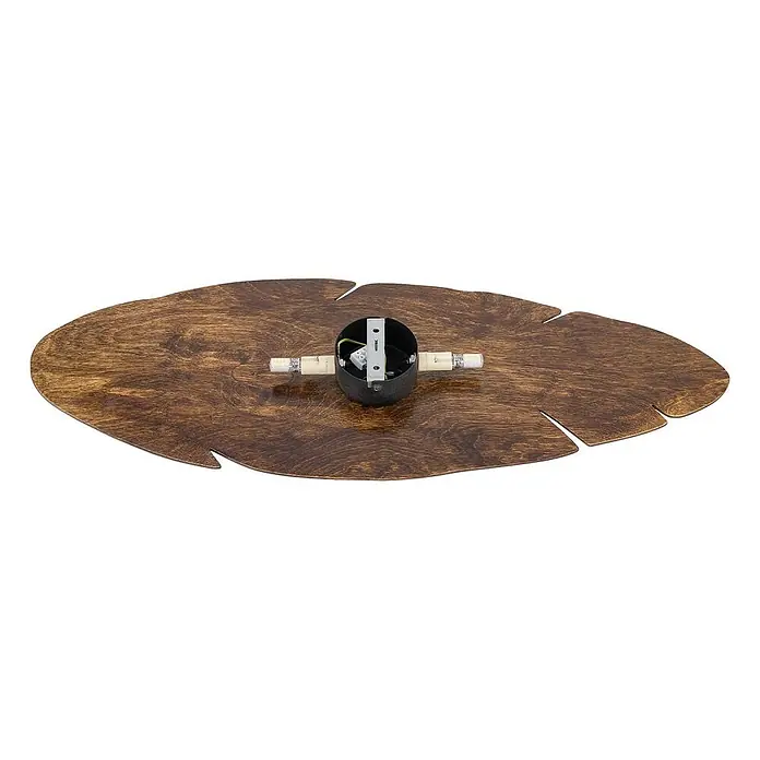 Envostar Wandleuchte Lehti - L x B x H: 5 x 24 x 69 cm, Holz dunkel, Holz dunkel, G9 - Dunkelbraunes, blattförmiges Deckenventilatorblatt aus Holz mit zentralem Elektrobehälter und zwei G9 LED-Birnen.