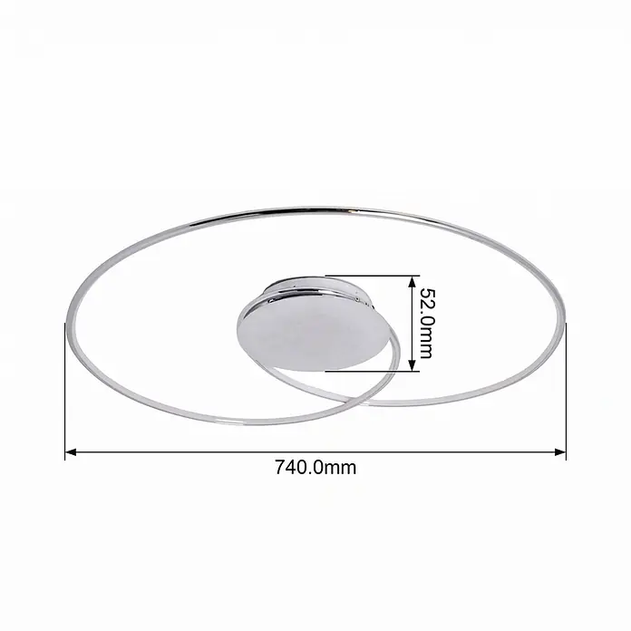 Lindby Deckenleuchte Joline - chrom / silber - Moderne chromfarbene LED-Deckenleuchte mit zwei sich kreuzenden Ringen, 740mm breit und 52mm hoch.