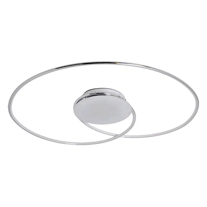 Lindby Deckenleuchte Joline - chrom / silber - Moderne Chrom-Deckenleuchte mit zwei ineinandergreifenden Ringen, die von einer runden Basis ausgehen.