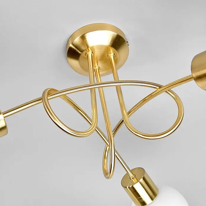 Lindby Deckenleuchte Elaina - messing / gold, E14 - Goldfarbene Deckenleuchte aus Metall mit verschlungenem Design und mehreren Glühbirnenfassungen.