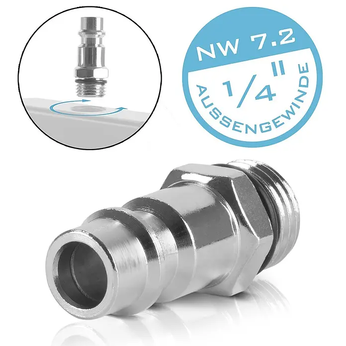 STAHLWERK Kompressor ST-2810 Pro Vollausstattung - Max. Druck: 10 bar - Silberner Schnellkupplungsstecker mit 1/4 Zoll Außengewinde, NW 7.2.