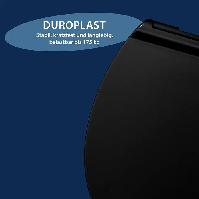 Poseidon WC-Sitz Montreal - Duroplast, Schwarz, Mit Absenkautomatik - Schwarzes Duroplast-Produkt: stabil, kratzfest, langlebig, bis 175 kg belastbar.
