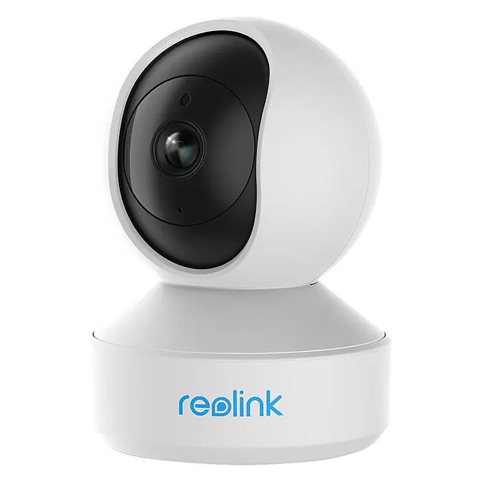 Reolink Überwachungskamera E330 5 MP WLAN -  - Weiße Reolink Innen-Überwachungskamera mit schwarzem Schwenk-/Neigekopf und Objektiv.
