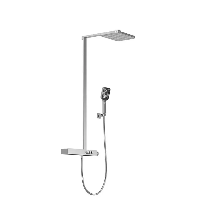 Vola Duschsystem -  - Chrom Duschsystem mit quadratischem Regenduschkopf, Handbrause und Thermostat.