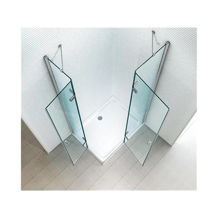 Glaszentrum Hagen Eckdusche 80x80x195 cm DEMETER EckDuschkabine inkl. Tasse - 80 x 80 x 195 cm, Imprägniert, Farblos, Stärke: 8 mm - Eck-Duschkabine aus Klarglas mit weißer Wanne und Falttüren für platzsparenden Einstieg in einem gefliesten Bad.