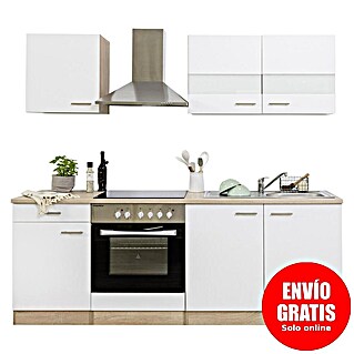 Respekta Cocina compacta Merle (Ancho: 210 cm, Blanco, Con electrodomésticos, Volumen horno: 72 l)