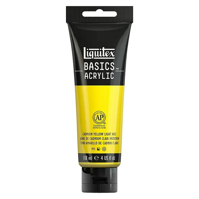 Liquitex Basics Acrylfarbe - Kadmiumgelb hell, 118 ml - Liquitex Basics Acrylfarbe in Cadmiumgelb hell. Die Farbe ist ideal für Künstler und Hobbybastler und bietet eine gute Deckkraft.
