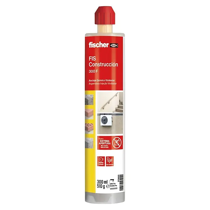 Fischer Set de anclaje químico FIS Construcción - 2 ud. - Cartucho de anclaje químico de viniléster Fischer FIS Construcción 300 F rojo y amarillo, 300 ml.